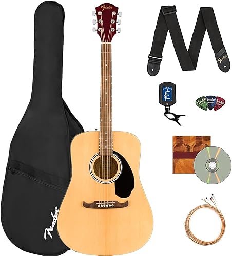Fender - Paquete de guitarra acústica tipo Dreadnought, con funda