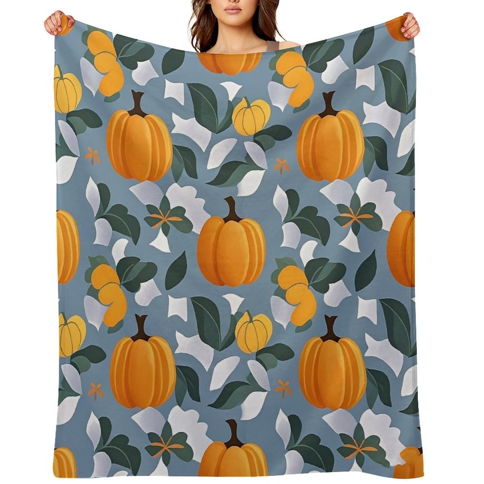Orange Pumpkin Pattern Throw Blanket for Couch and Bed Super Soft Warm Lightweight Throw Blankets Cozy Fuzzy Flannel Blanket Personalized Decorative Blankets for Sofa Decor 50"x60"