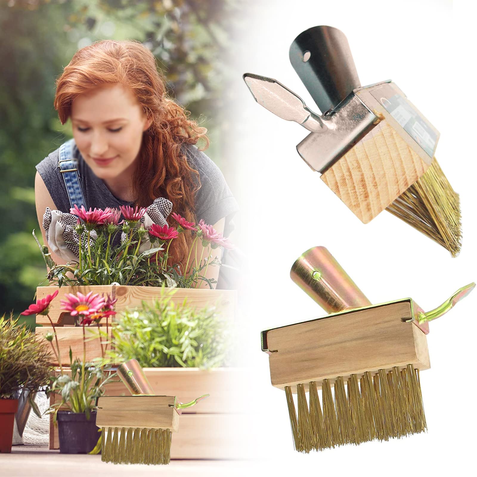 MEYAGOT Unkraut Fugenbürste 4er Set - Stahlbürsten Für Gartenfugen