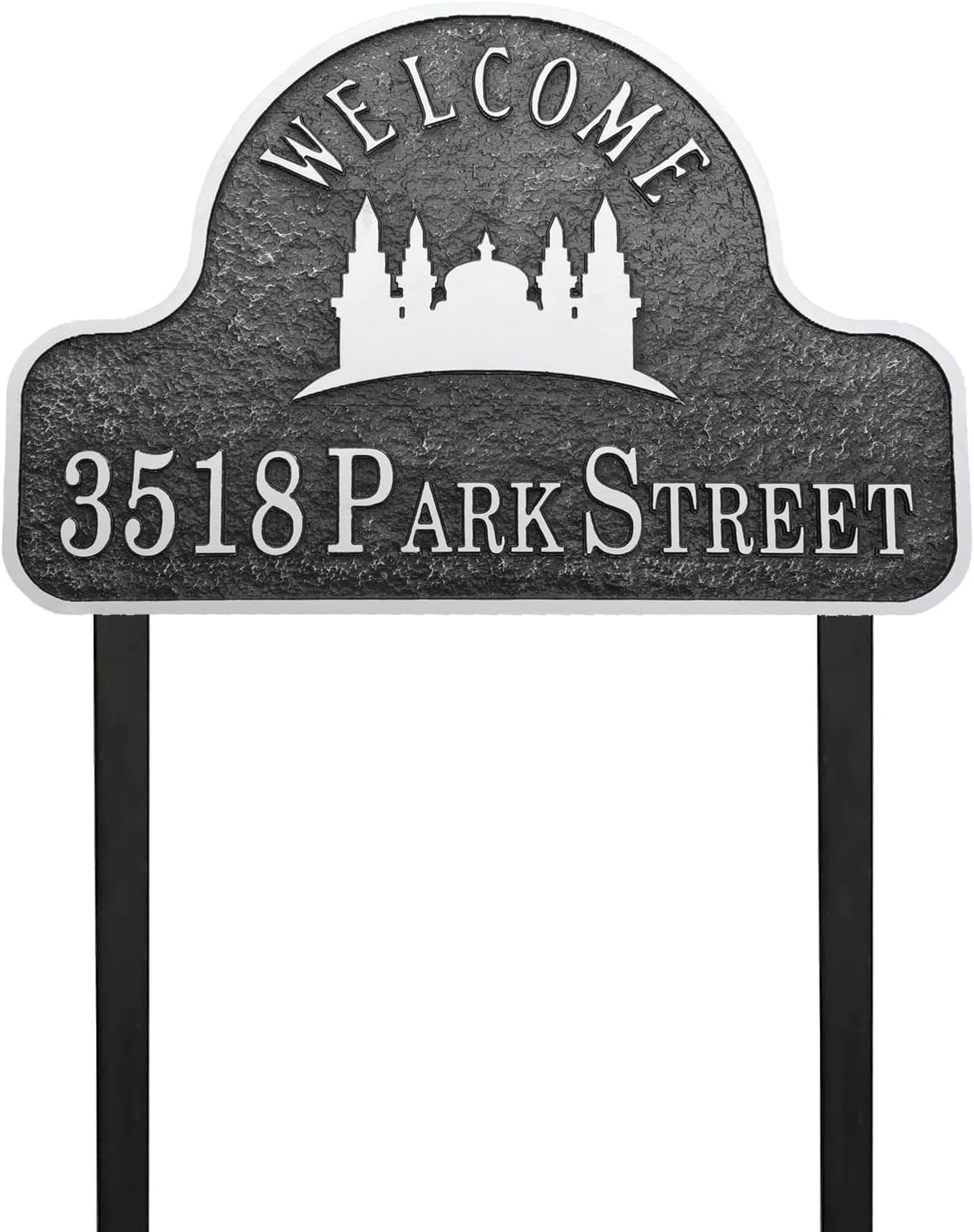 Address Sign Lawn Mounted - Custom House Number Plaque Sign with 2 Metal Stakes,House Address Numbers for Outside House,Yard,Garden,Grass,Ground,Drive Way,Lawn,4 Colors, 13''x 9''