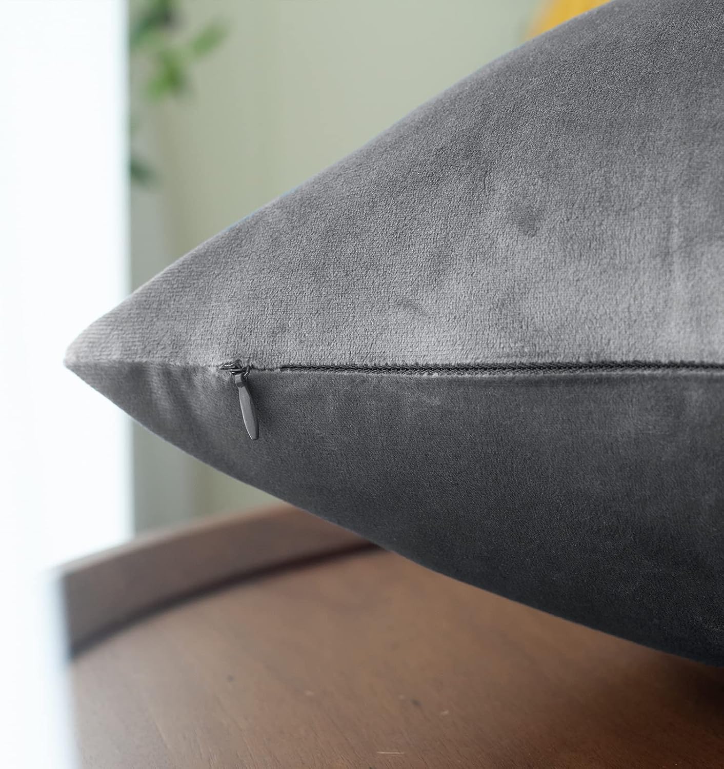 MUDILY One Piece Velvet Soft Decorative Square Throw Pillow Covers Cushion Case Decor Handmade Pillowcases for Chair Bedroom Sofa Car, Grey 24 x 24 Inch 60 x 60 cm