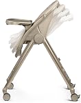 Peg Perego Living, Grow with Baby Folding High Chair & Recliner, Height Adjustable, Quick Clean & Easy Push Wheels for Babies & Toddlers, Made in Italy, Space Sand