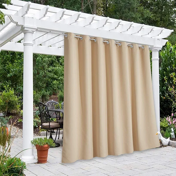 NICETOWN Indoor & Outdoor Curtain for Sliding Door, Extra Wide Room Divider W100 x L95 inch, Waterproof Durable Thermal Insulated Room Darkening Curtain for Porch, Biscotti Beige, 1 Panel