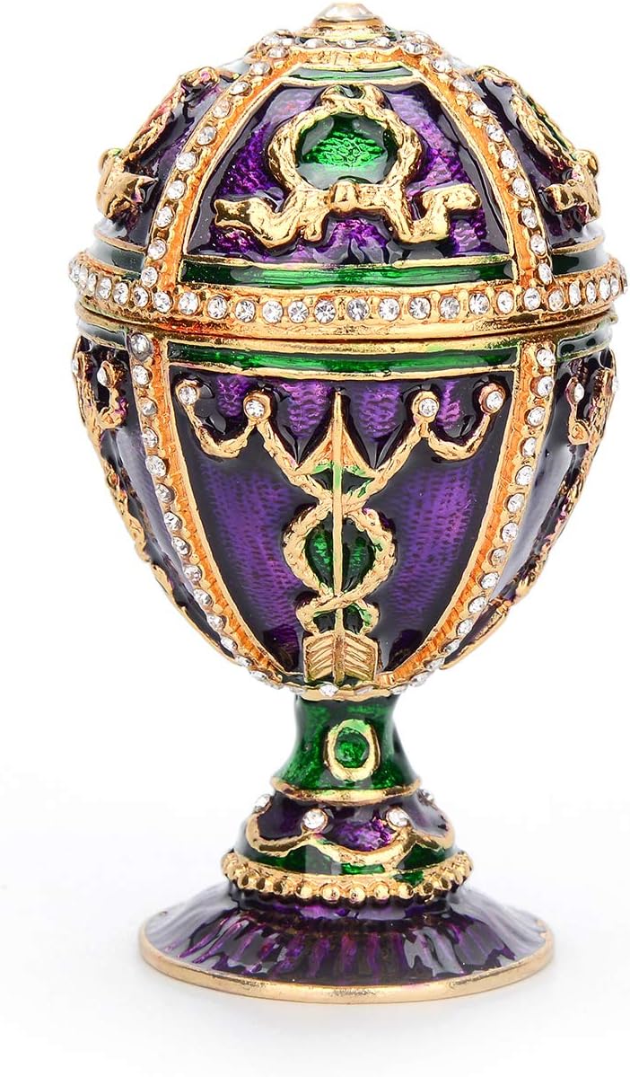 QIFU Easter Egg Style Hand Painted Trinket Box with Hinged, Classic Ornaments to Store Jewelry, Unique Easter Day Gift