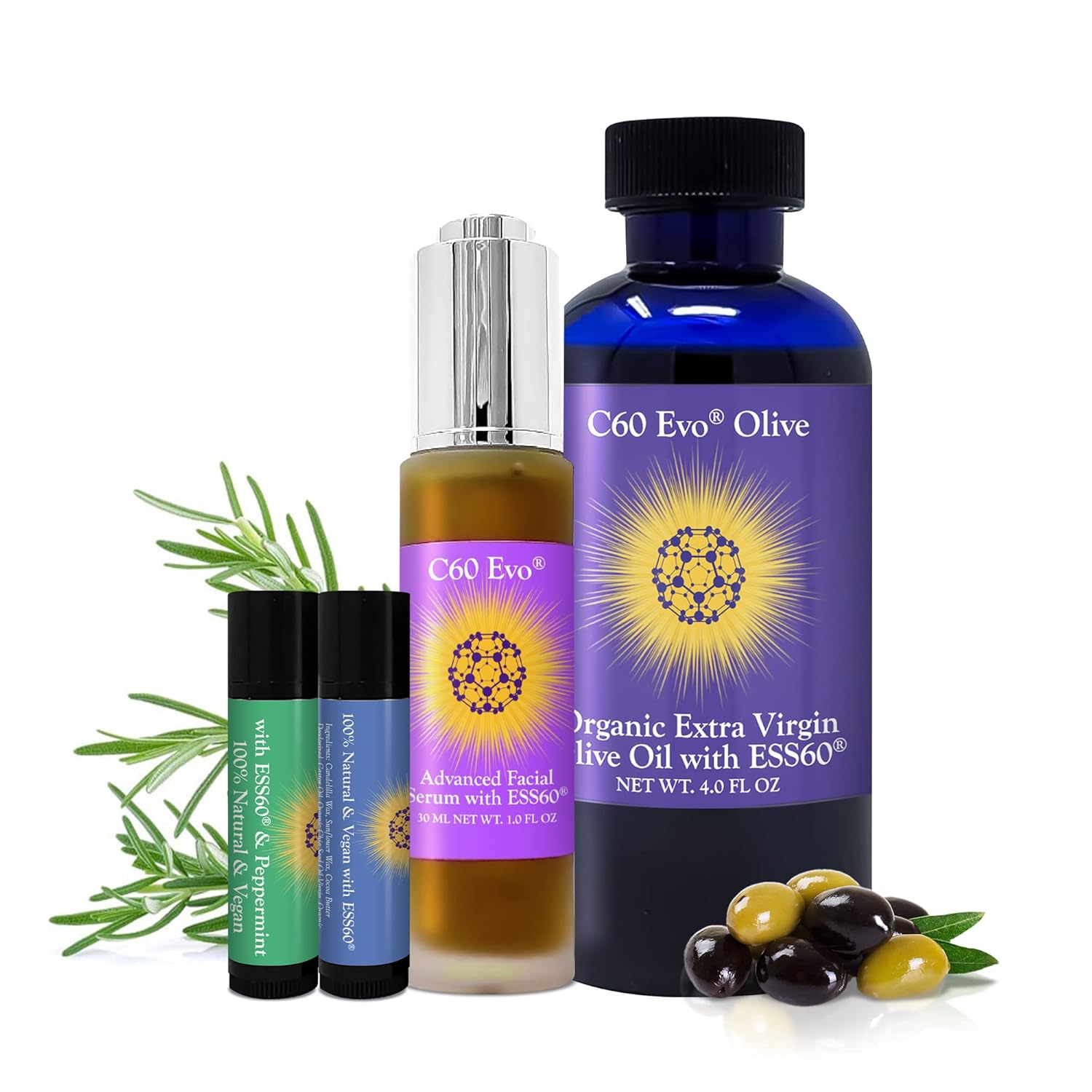 C60 Evo C&Evo Inside & Out & Lips Set - 4 Fl Oz Skincare Set - Moisturizing, Long-lasting