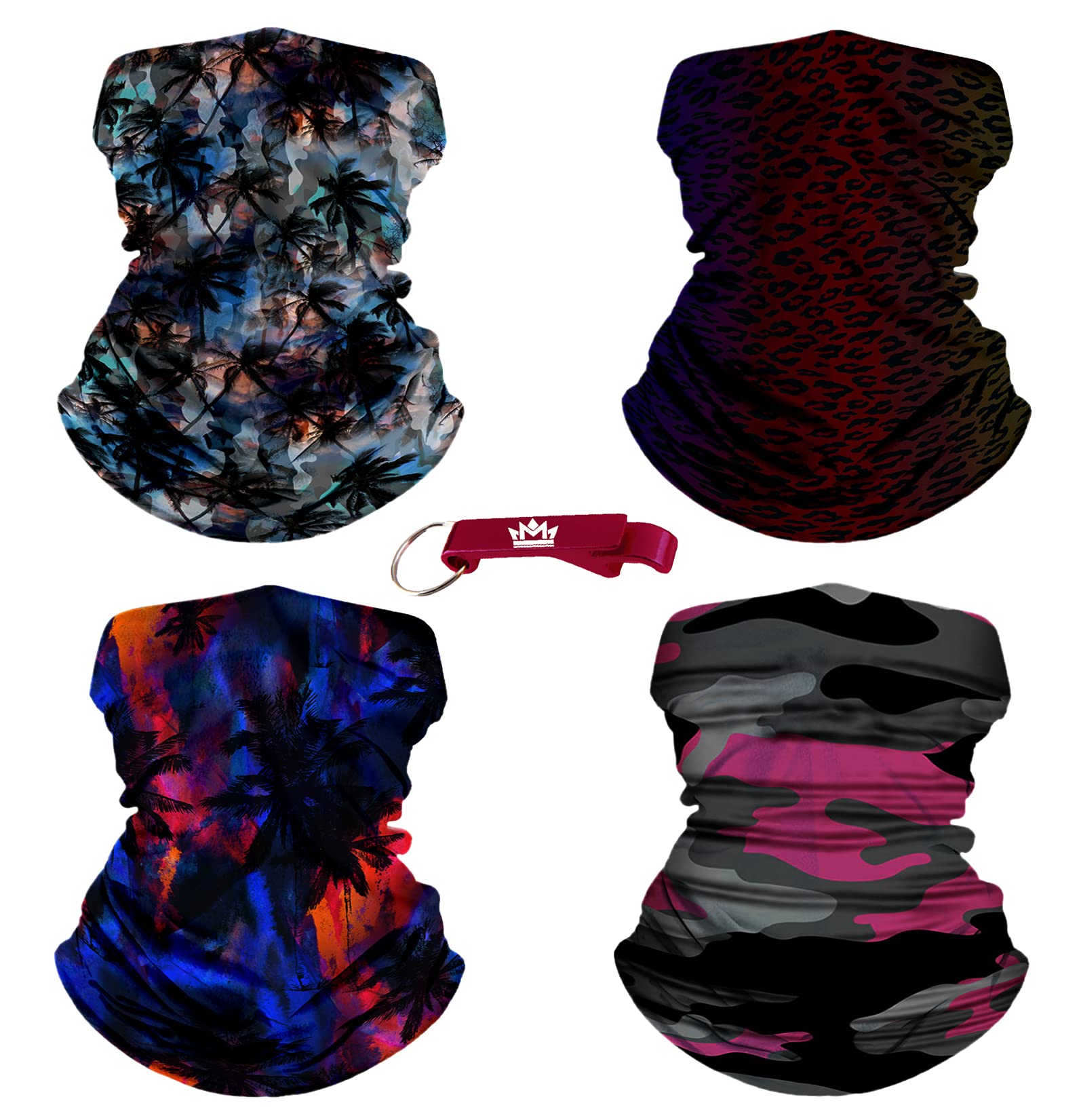 4 Pack  Bandana  Headband Buff Neck Gaiter Stretchy Material Men Women for Running Cycling Hiking Yoga Basketball Camping Tennis Motorcycle Fishing Golf