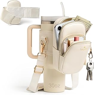 Water Bottle Carrier Bag for Stanley 40/30 oz, Tumbler Water Bottle Holder Pouch with Versatile Pocket & Adjustable Strap for Stanley Cup Accessories