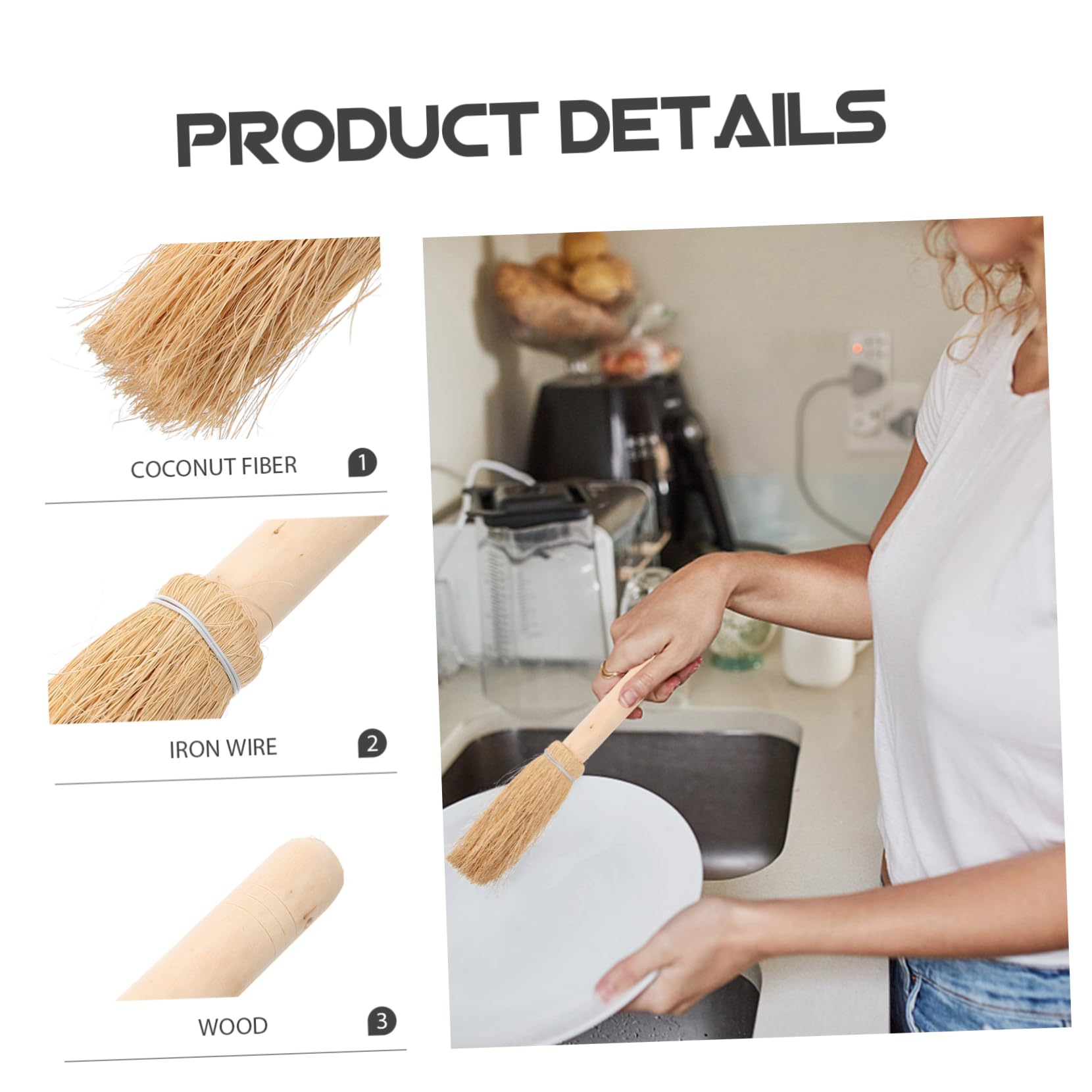 SHERCHPRY Cepillo De Cocina De Natural Cepillo Multiusos para Lavado De Platos Utensilios Y Sartenes para Limpieza Hogar Y Restaurantes 2 Piezas X 4