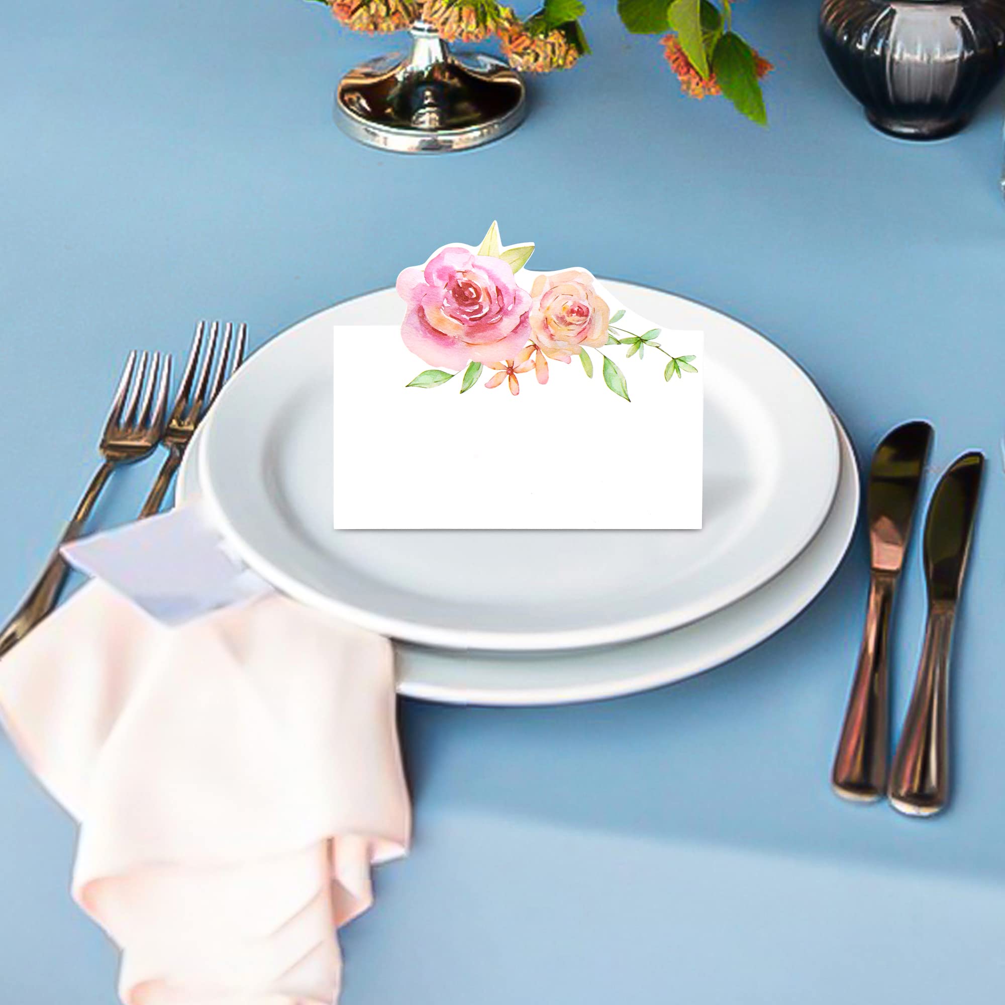 60 tarjetas de lugar florales para boda, tienda de campaña pequeña, tarjeta de nombre, mesa para banquetes, cenas, fiestas, baby shower, bodas, 3.5 x 2 pulgadas