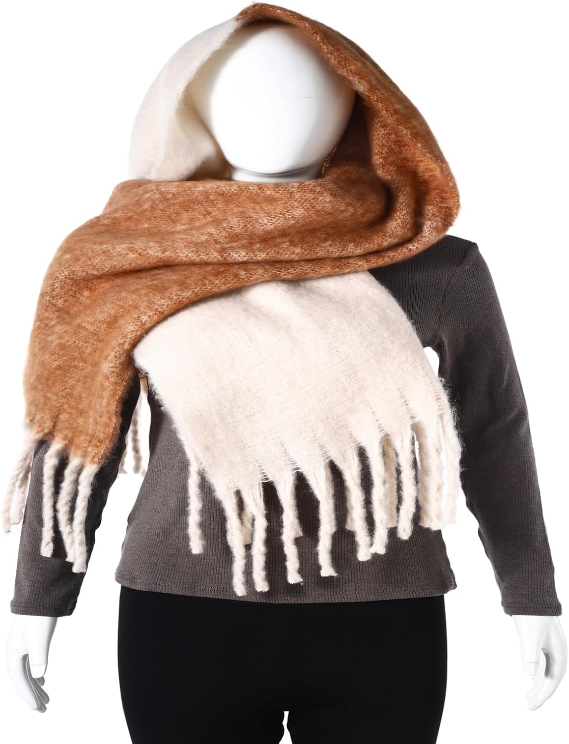 AUSEKALY Women's Shawl Scraf Thick Chunky Colorful Big Blanket Scraves Oversized Wrap Warm Stripe - Image 6