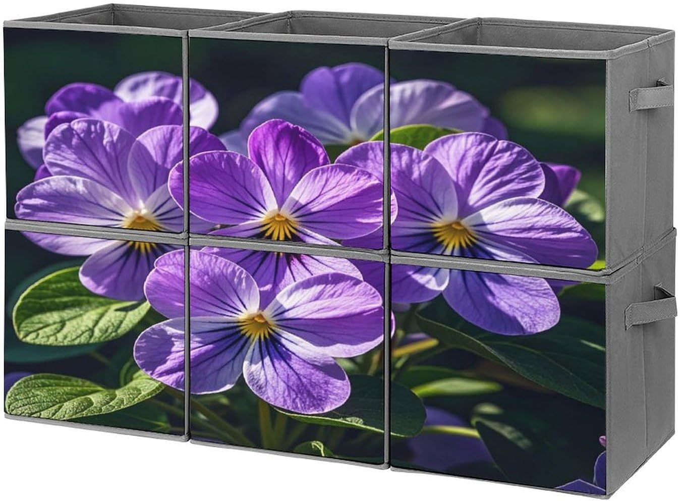 Multi Use Organizer Bins, Violets in Bloom Printed Storage Bins, Foldable Storage Baskets Are Suitable For Bedrooms, Offices, And Cars