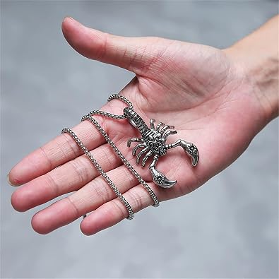 Dreuyet Scorpion Pendant Necklace for Men Women Large Titanium Steel Punk Hip Hop Scorpion Necklace Scorpio Zodiac Constellation Charm Pendant Jewelry Gift