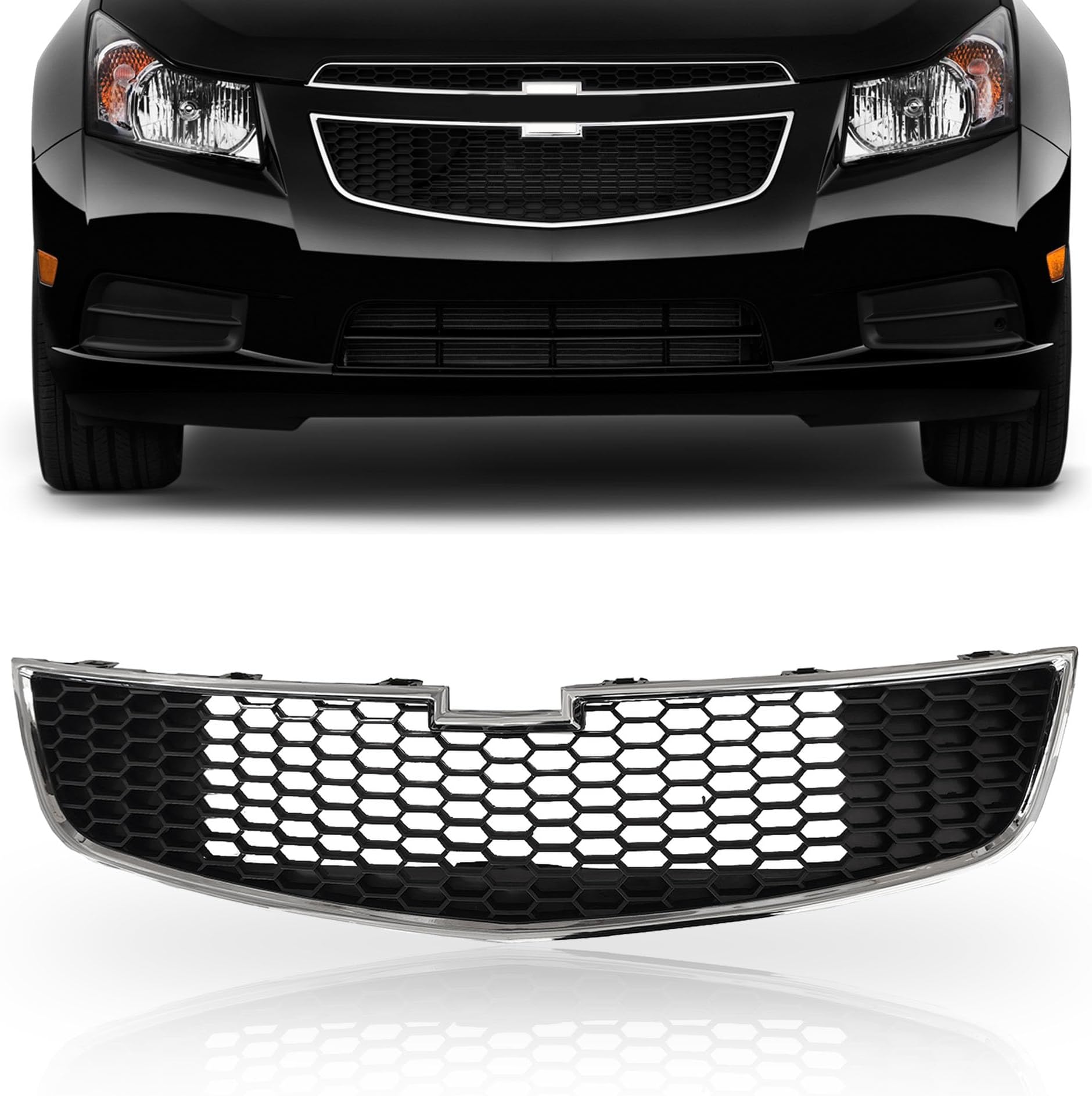PartsFlow Front Bumper Grille Lower Black Grill With Chrome Trim For 2011 2012 2013 2014 Chevrolet Chevy Cruze GM1200624 95225615