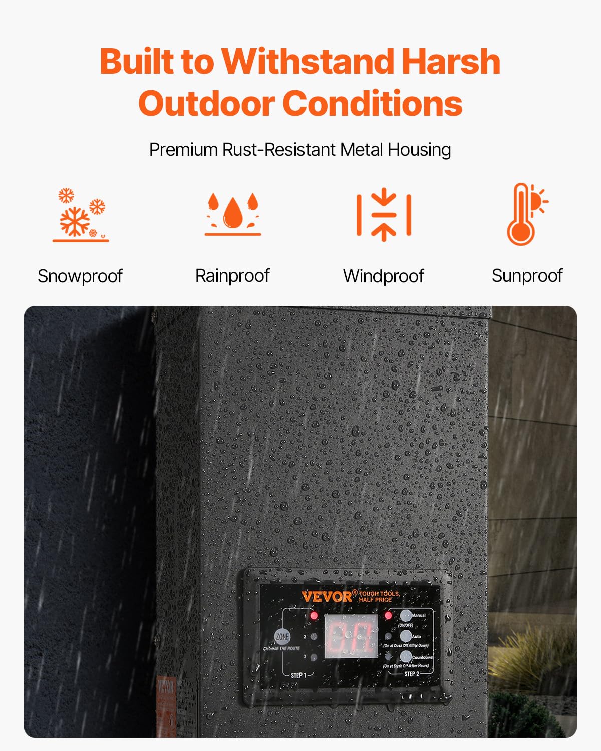 VEVOR Low Voltage Transformer, 300W, 120V AC to 12V/14V AC Landscape Lighting Transformer with Photocell Sensor and Timer, Weatherproof, for Outdoor, Spotlight, Garden Pathway Light, Pool Spa Light