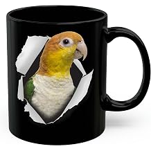 Funny Standing Caique Parrot Mom And Dad Gifts With Pet Looks Through Coffee Mug Black Ceramic 11oz Pet Owners Cups