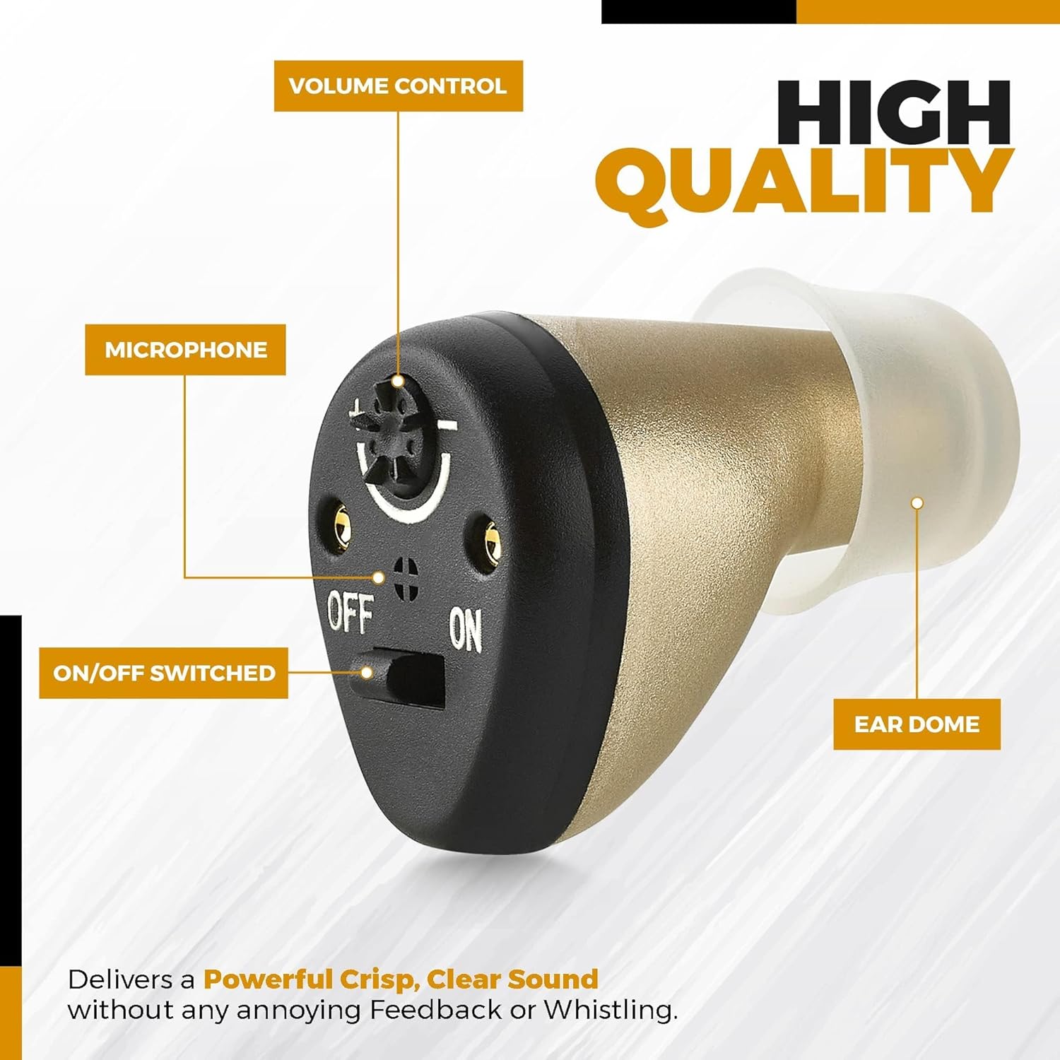 Rechargeable Hearing Amplifier Pair - Left & Right Ear CIC Complete-in-Canal Set, Nearly Invisible Personal Sound Amplifier with Digital Noise Cancelling and Feedback Reduction for Seniors and Adults