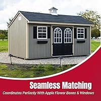 Vista 6 de Persianas para cobertizos con listones de 9 pulgadas de ancho x 27 pulgadas de alto para cobertizos, casas de juegos y gallineros, 1 par (blanco)