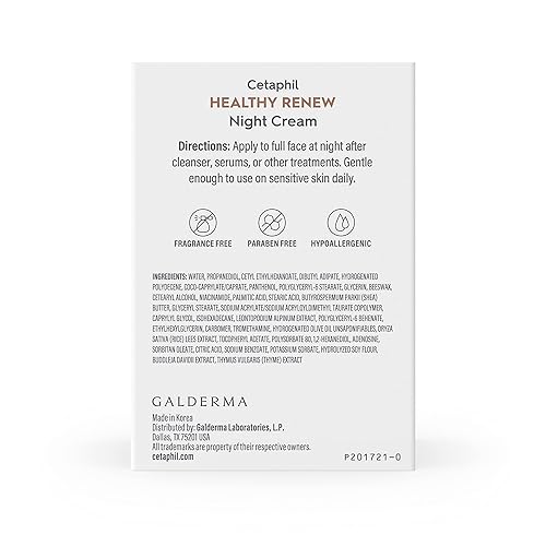 Miniatura 12 de Cetaphil Healthy Renew Skin Tightening Night Cream 1.7 oz, crema reparadora de arrugas para cara con péptidos, crema alternativa al retinol para