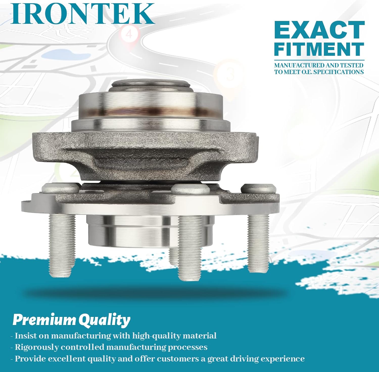 IRONTEK 513268 Front Wheel Bearing and Hub Assembly 5 Lugs w/ABS Fit 2003-2007 for Infiniti G35 RWD, 2003-2009 for Nissan 350Z 1 PCS