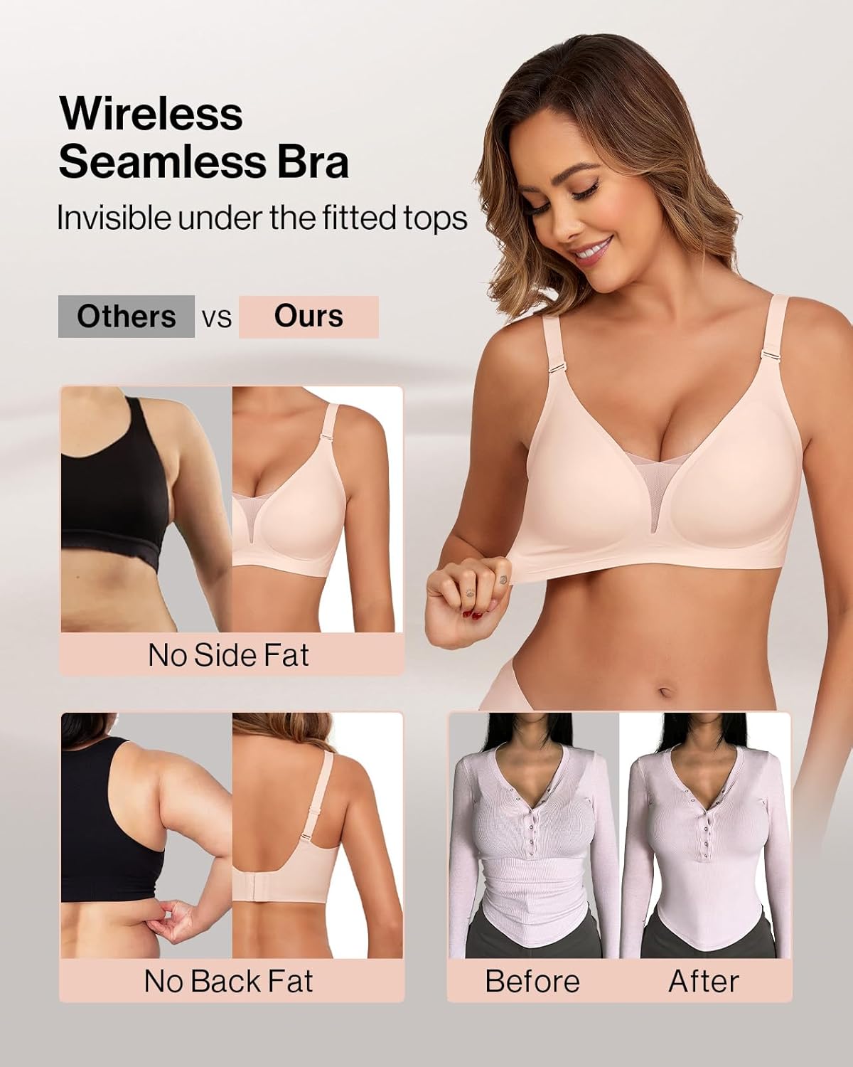 Ubras Womens Wireless Bra Deep V Mesh Soft Support Bra Seamless Bralette Comfort No Underwire Everyday Bra