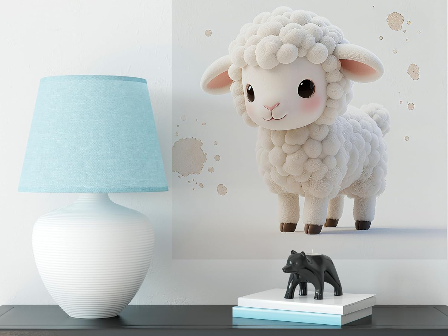 Cute Watercolor Sheep Wall Decal,Lovely Cartoon Hand Drawing Farm Animals Wall Stickers,Vinyl Waterproof Removable Wall Decor for Nursery Kids Baby Room Playroom Preschool Classroom