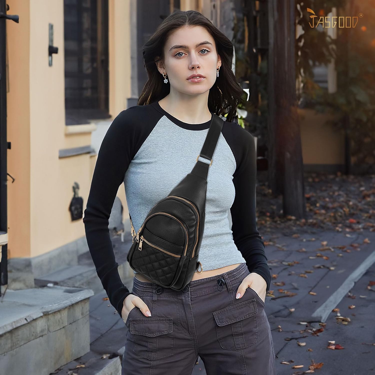 Sling Bag for Women Crossbody Leather Fanny Packs Chest Bag Fashion Sling Backpack Travel JASGOOD - Image 4