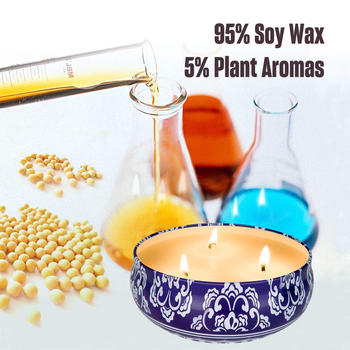 Citronella Candles - Juego de 3 velas aromáticas para exteriores e interiores (3 unidades, 3 mechas)
