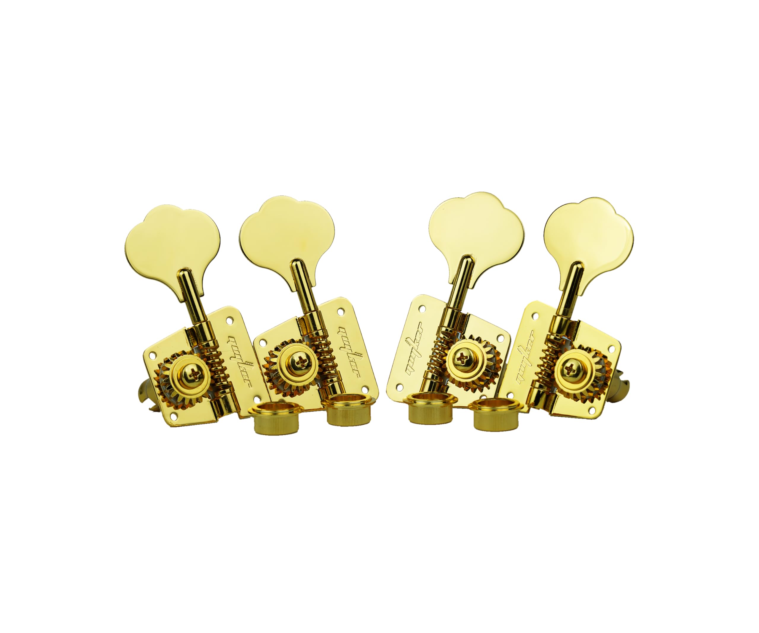 Guyker Accordatori per basso (2R + 2L) – rapporto 1:20 Open Gear Tuning Key Pegs Machine Head Ricambio per chitarra elettrica Jazz Bass o strumenti di precisione – GK530 Gold