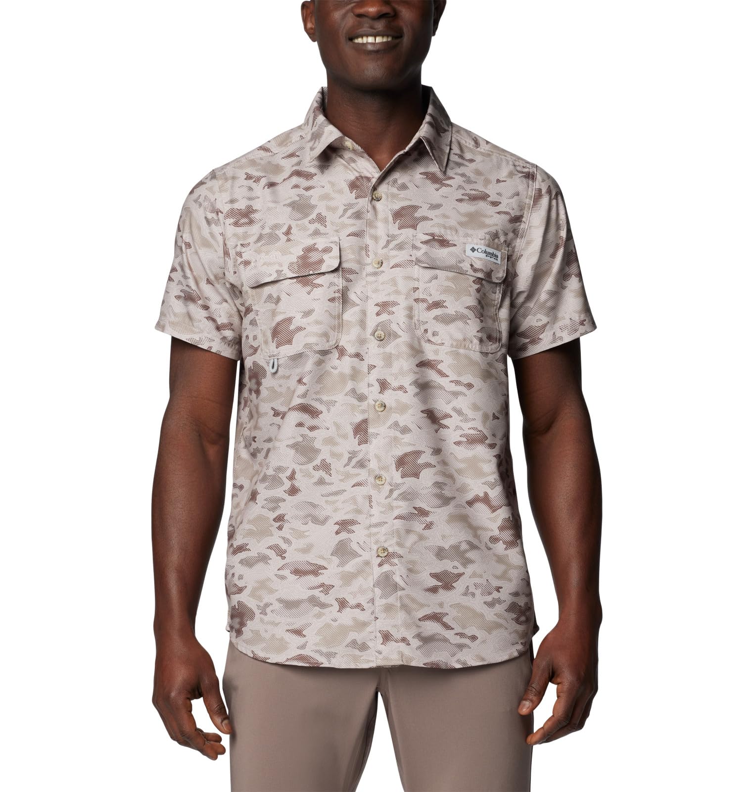 Columbia Mens PFG Uncharted Printed Short Sleeve Shirt