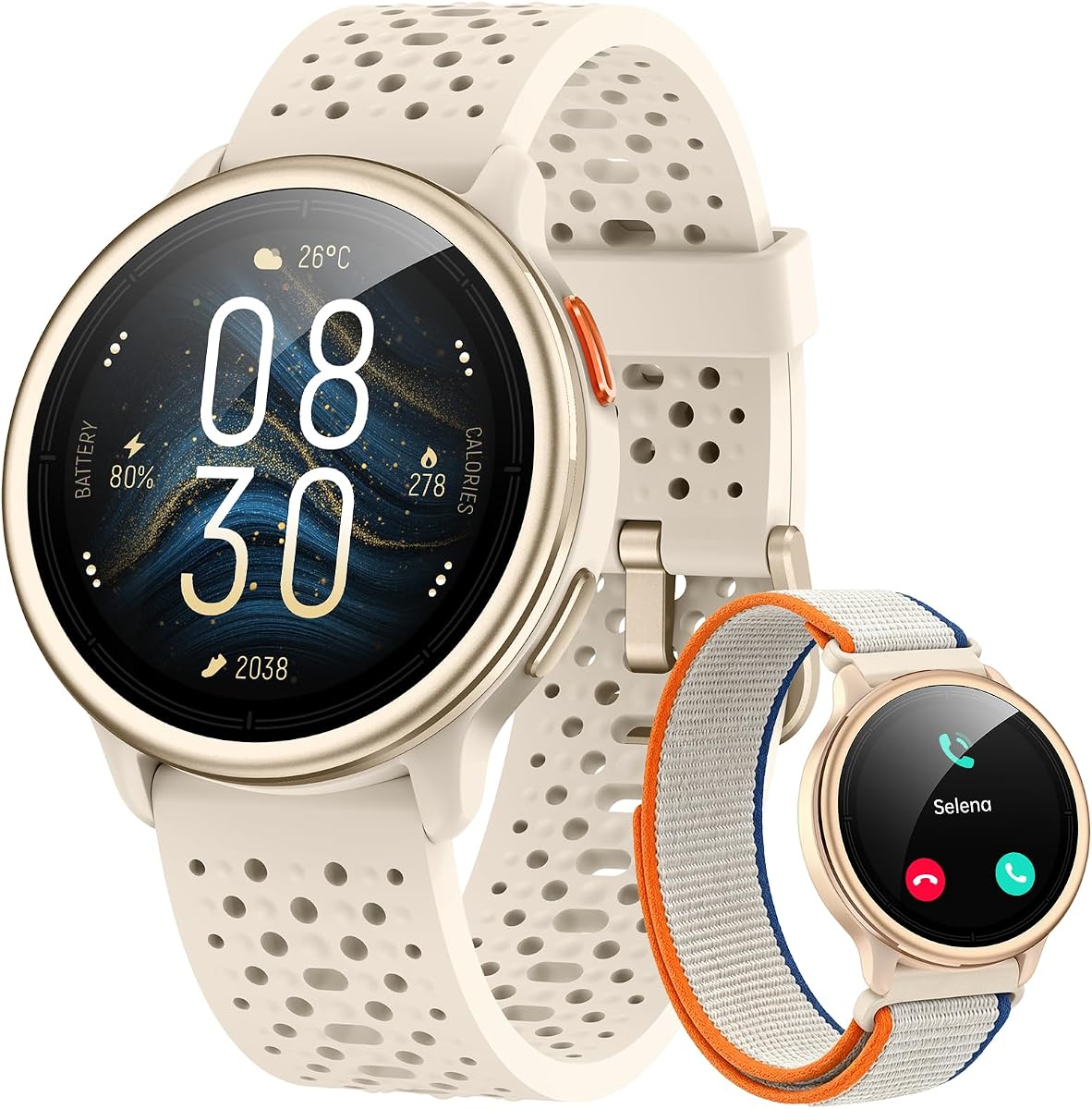 Reloj inteligente para mujeres/hombres, responder/hacer llamadas, pantalla AMOLED Ultra-HD de 1,27 pulgadas, reloj inteligente para iPhone y Android, rastreador de actividad impermeable 3ATM con monitor de frecuencia cardíaca/sueño/SpO2, más de 120 modos deportivos, 2 bandas