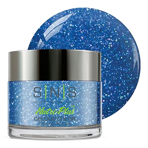 Miniatura 38 de SNS Polvo de inmersión de uñas, polvo de inmersión de color geloso, champán jacuzzi (vino, borgoña, brillantina), color de uñas de larga duración