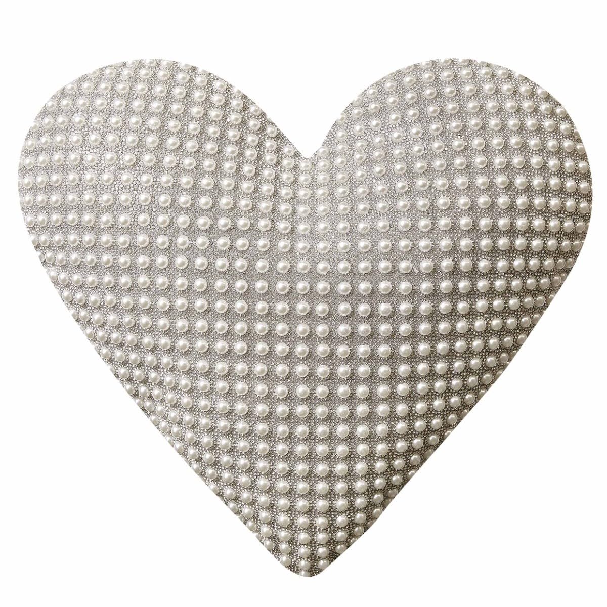 Sparkles Home Montaigne Heart Shaped Pillow, Faux Pearls & Rhinestones on Velvet, Pearl Grid, Sold Individually