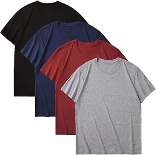 NewDenBer Men's Classic Basic Solid Crew Neck Soft Cotton T-Shirt 4 Pack
