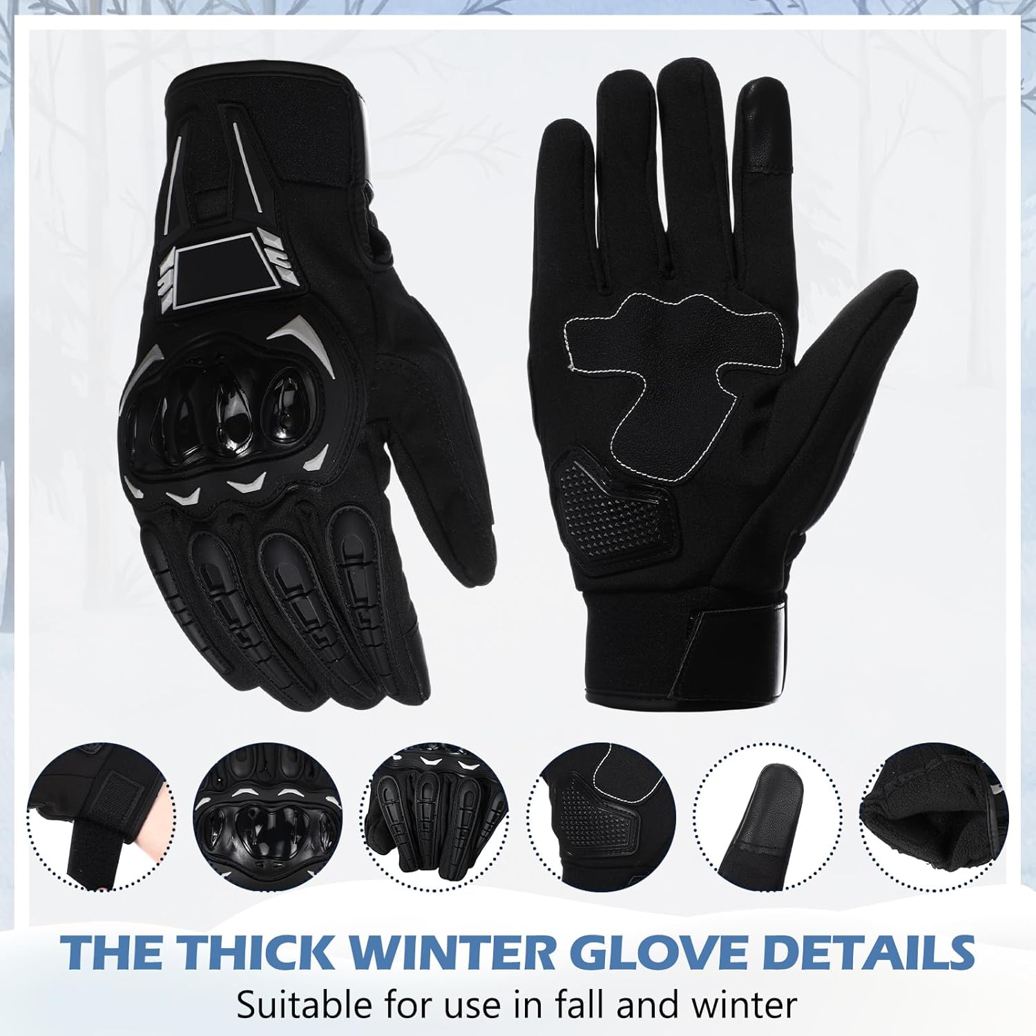 2 Pairs Motorcycle Gloves Motorcycle Gear Breathable Thick and Thin Touchscreen Motorbike Gloves with Hard Shell Good Grip for Men Women Motocross Cycling, Road Racing Camping Climbing - Image 3