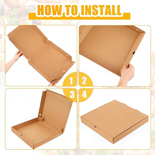 Vista 23 de PerKoop 100 cajas de pizza, cajas de cartón vacías a granel, reutilizables, grandes, cuadradas, para servir alimentos para llevar, panadería, Blanco