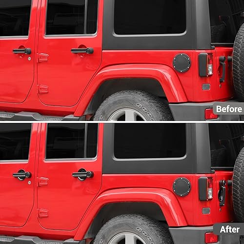 Miniatura 9 de Hoolcar Cubierta exterior para manija de puerta trasera, protector de hueco compatible con Jeep Wrangler JK JKU Sports Sahara Freedom Rubicon