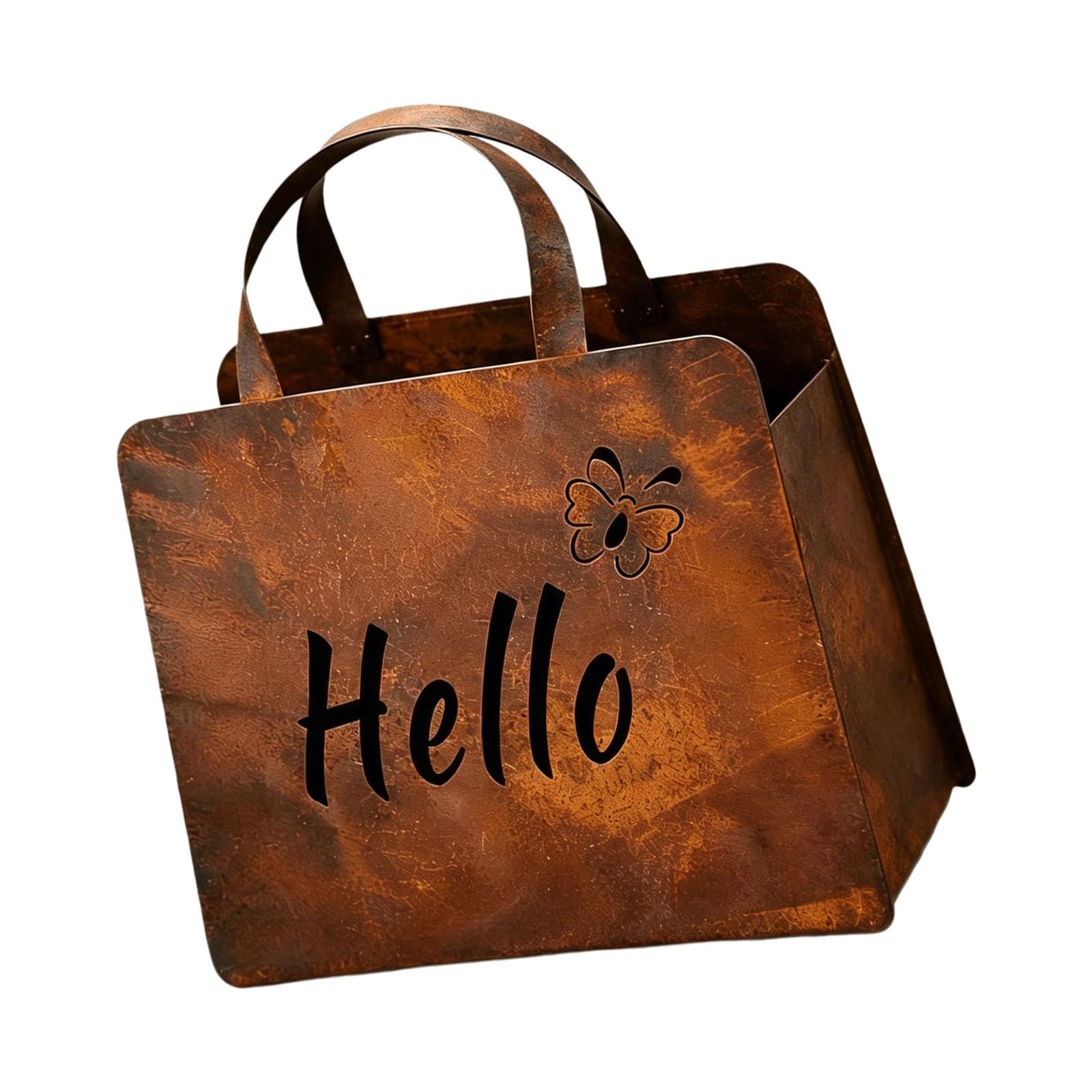 fexxkg Antique Metal Handbag Planter Basket Rusty Effect Floral Arrangement Container Decors For Outdoor Indoor Home Garden Dec
