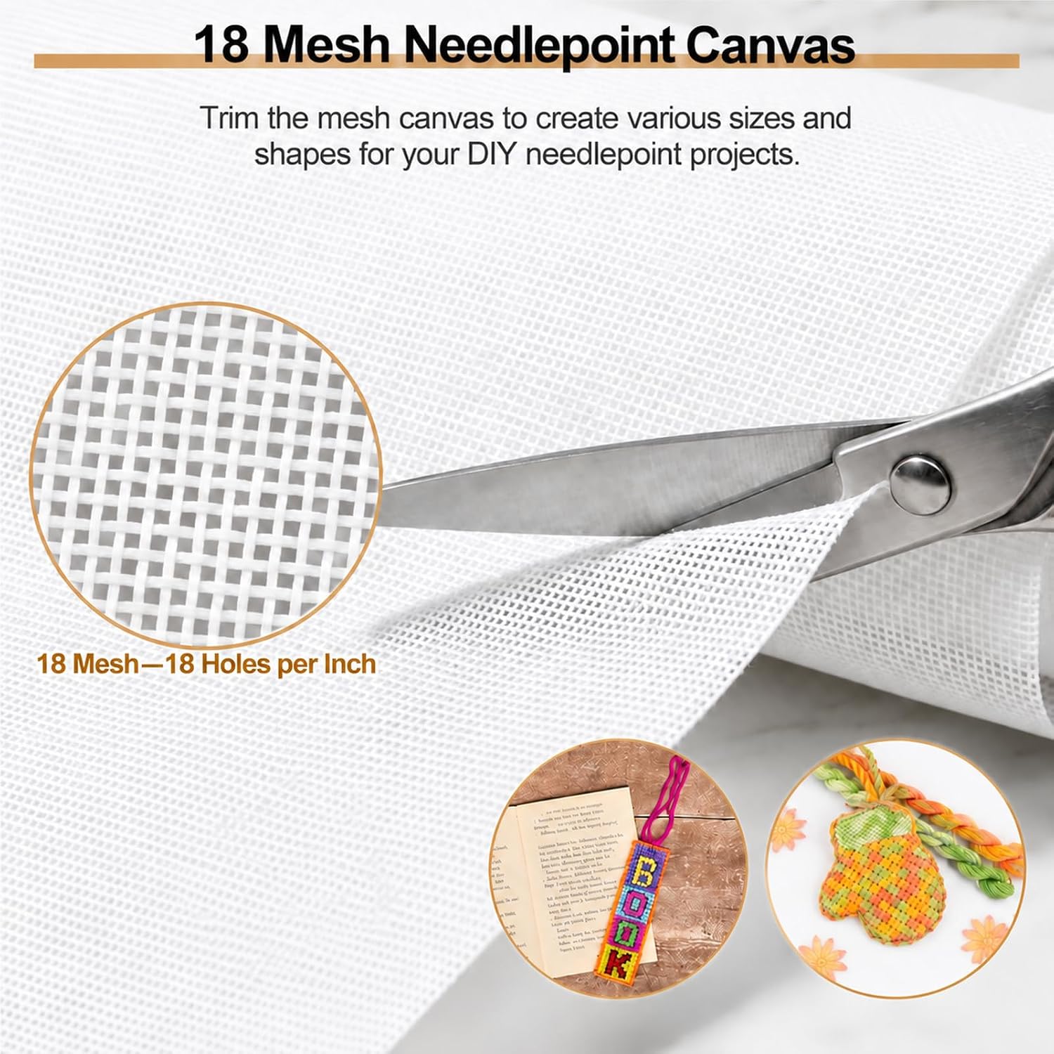 EEEKit 18 Mesh Needlepoint Canvas: 2 PCS Blank Cross Stitch Fabric