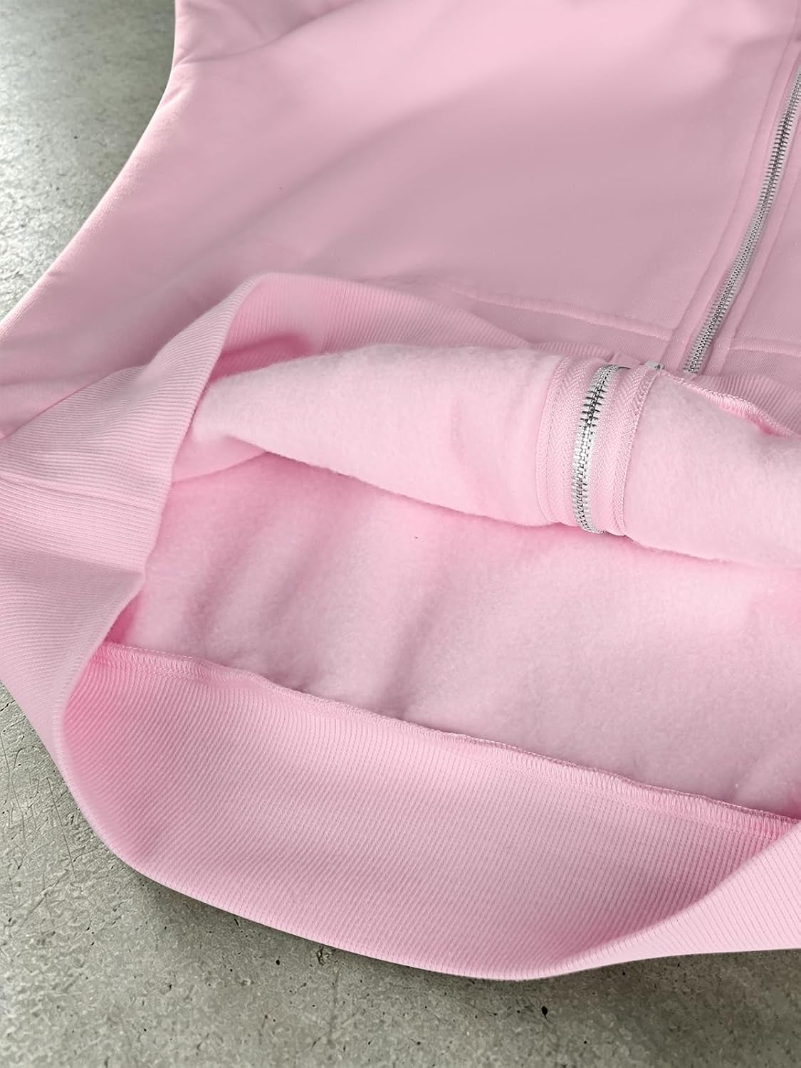 Miusey Women's Big Satin Lined Hood Oversized Zip Hoodie Fleece Jackets
