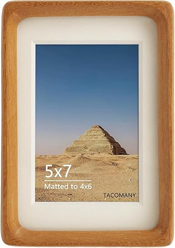 Miniatura 10 de Marcos de fotos de madera natural inspirados en el marco de fotos de mesa con paspartú, pantalla vertical u horizontal (nogal, 4 x 6 mate a 3 x 5)
