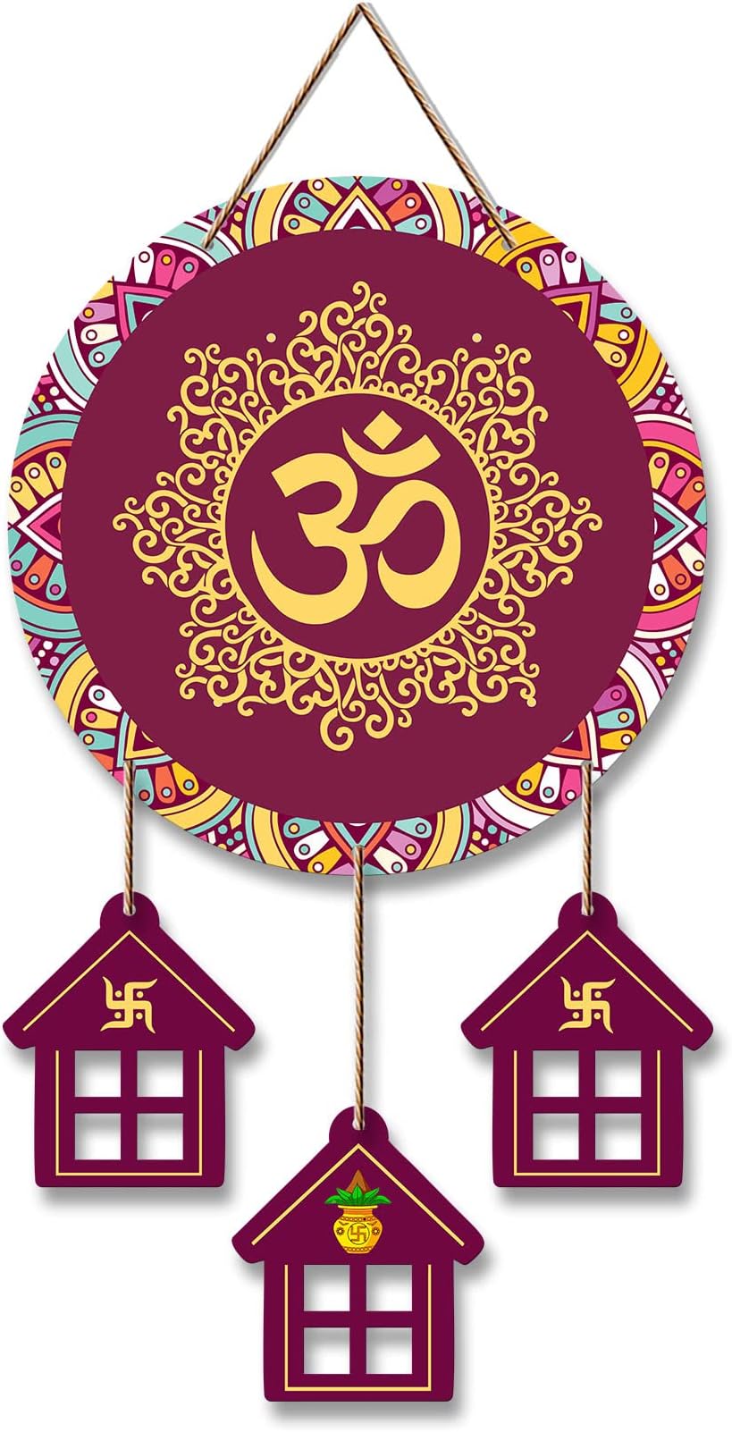 Artvibes OM Mantra Wooden Wall Hanging Ornaments Decoration Items for Home | Gifts | Religious Wooden Wall Hanger | Mdf Wall Decoration for Living Room | Artworks | Modern Decor Items (WH_7205N)