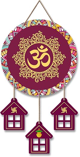 Artvibes OM Mantra Printed Wooden Religious Wall Art For Home Temple | Living Room | Spiritual Decor Items | Sanskrit Shlo...