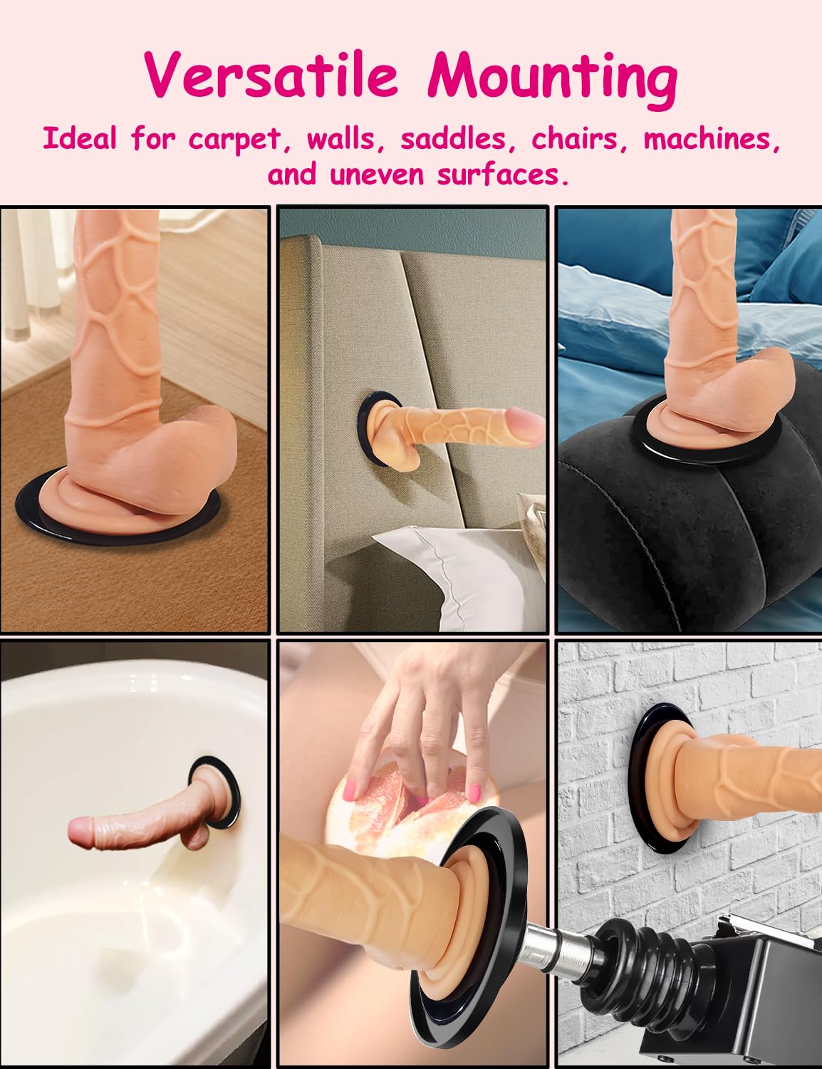 Amazon.com: Suction Cup Dildo Mount for Hands-Free Play - Washable &  Reusable Adhesive Disks, Secure Holder, 2 Replacement Tapes