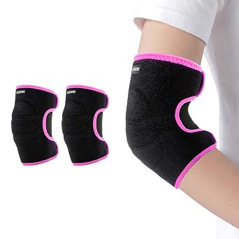 Kids Elbow Brace Arm Sleeve, Adjustable Sport Elbow Protector Breathable Elbow Sleeve with Double Magic Stick Compression Elbow Sleeve Elbow Support for Tennis Football Cycling Golf Basketball