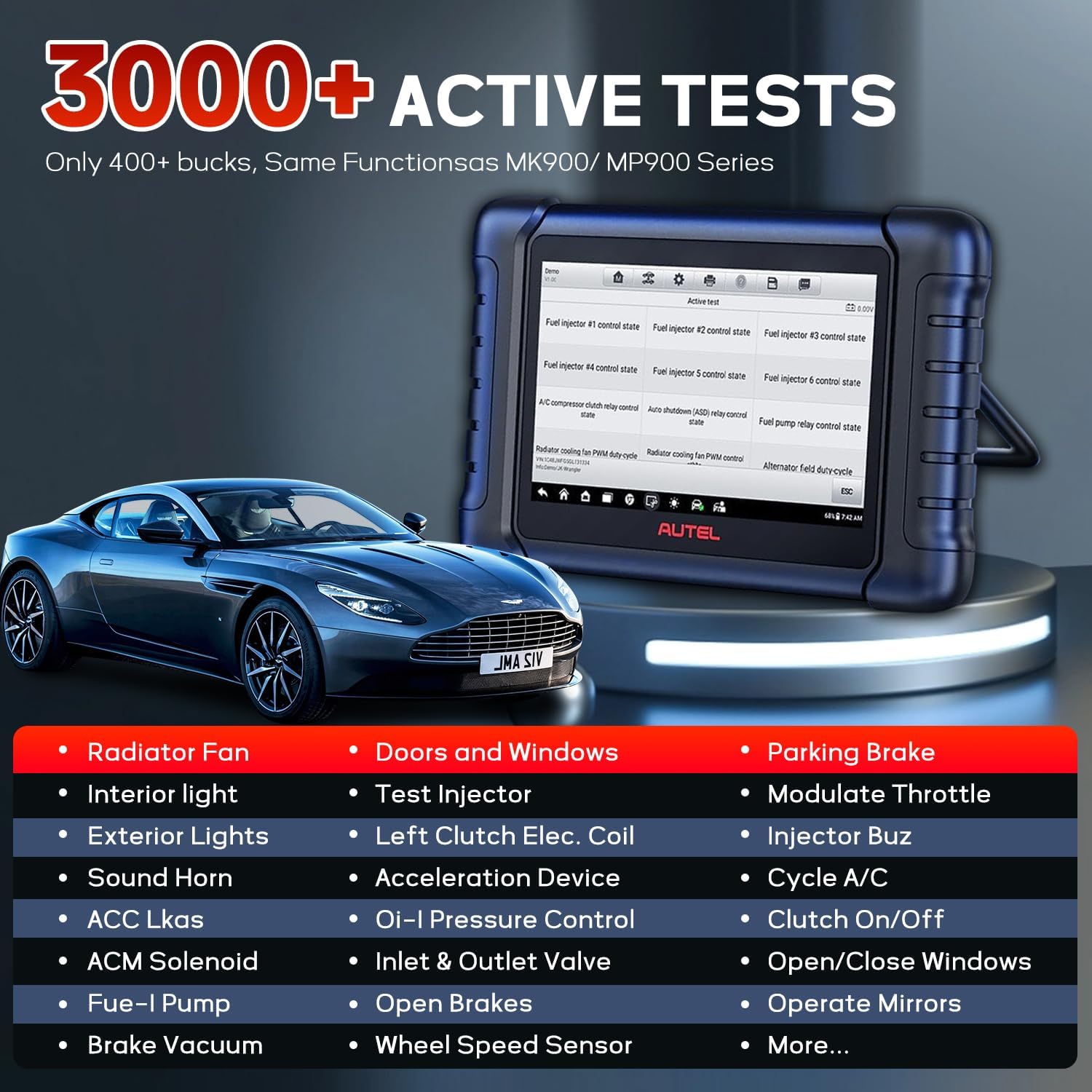 Autel MX900 Scanner, 2025 Bidirectional Scan Tool with 3000+ Active Test, Up of MK808BT MK808S MX808S, All System Diagnose, DoIP&CAN FD, 40+ Service, Same as MK900 MK900BT