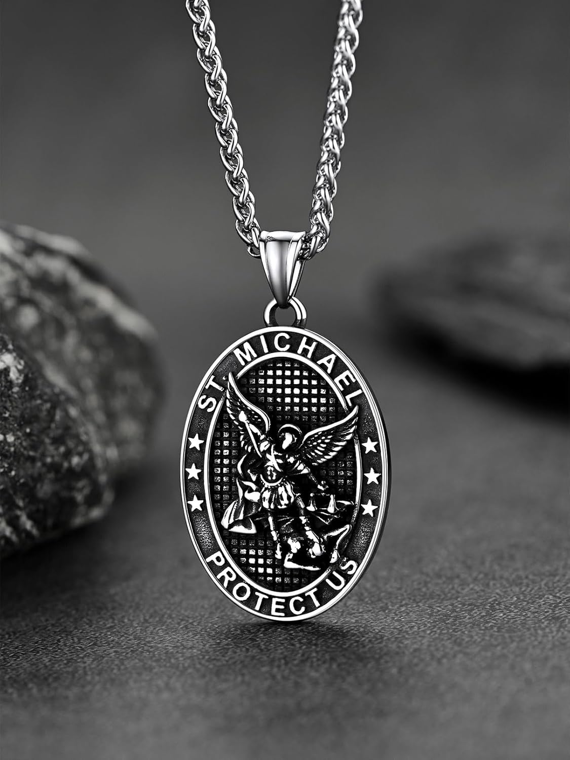 FaithHeart Saint Michael Necklace, Stainless Steel/18K Gold Plated St Michael the Archangel Pendant Amulet for Men Women with Gift Packaging - Image 8