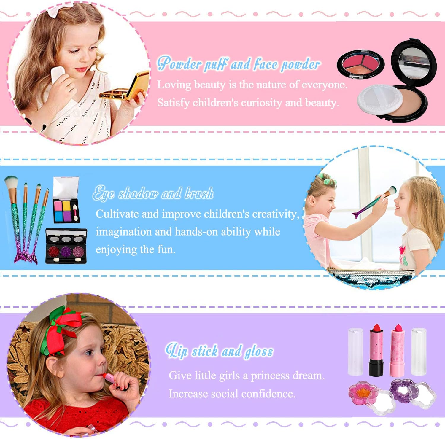 Sendida Girls Makeup Kit for Kids, Washable Dress Up Mermaid Real Children Makeup Toys Kit Princess Pretend Play Christmas Birthday 4 5 6 Years Old Gift for Girls : Clothing, Shoes & Jewelry