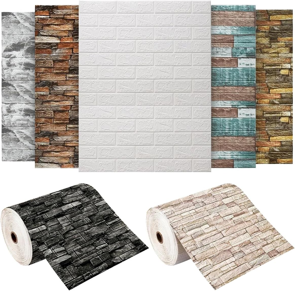 ECYC Ltd Faux Brick Wallpaper Peel and Stick Foam Walls Panel Sticker 3D Stone Wall Covering for Kitchen Backsplash, Fireplace, Accent Wall Decor, 27.56 Inch x 32.8 Feet