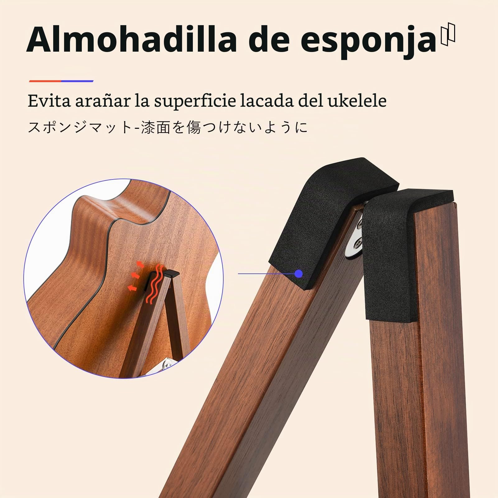 Donner Soporte de Guitarra Madera de Acacia soporte guitarra suelo A-marco Universal Plegable Portátil para Guitarra Eléctrica Acústica, Bajo, Banjo