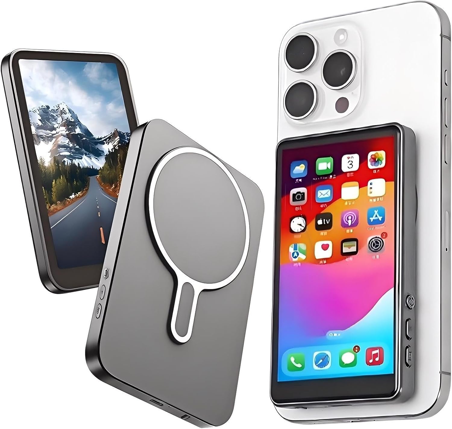 Clefairy Magnetic Phone Vlog Selfie Monitor Screen, Magnetic Mount for Magsafe, Rear Camera for Tiktok, Selfie Vlog Live Streaming, for iPhone & Android Phone, Wireless Mirroring-picture-30